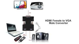 HDMI Female to VGA Male Converter with Audio Output Adapter for Projector