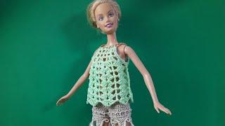 Новый вязаный топ для Барби. How to crochet. Summer tank top.