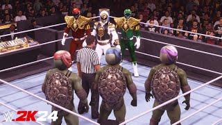 Teenage Mutant Ninja Turtles Vs Power Rangers(MMPR) | Elimination Match - WWE 2K24 - PS5 [4K 60FPS]