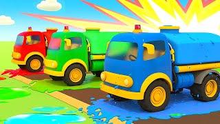 Helper Cars & the colored fuel trucks for kids. Racing cars. NEW episodes of car cartoons for kids.