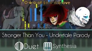 Stronger Than You - Undertale Parody (Sans vs Chara) - |DUET PIANO TUTORIAL w/ LYRICS|  - Synthesia