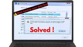 How to fix windows 10 installation error.MBR partition and GPT partition error.Data will be erased️
