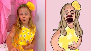 Nastya turns small toys into big ones | Funny cartoon drawing meme part 104