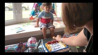 TWO YEAR OLD TODDLER NOT AMUSED BY BIRTHDAY CAKE!