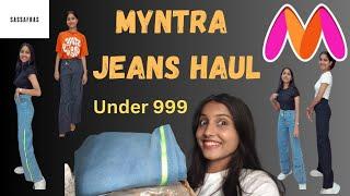 HUGE SASSAFRAS DENIMS HAUL from MYNTRA Trendy and affordable🫶 JEANS Try on haul | Oshnika Yadav