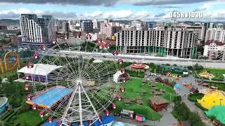 Drone footage over Ulaanbaatar, the capital city of Mongolia, on a beautiful summer day