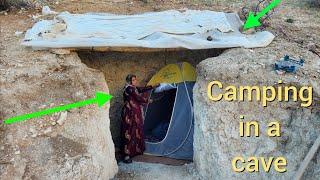 ((Sheltering before the flood)) Mahboob moved the camping to the cave