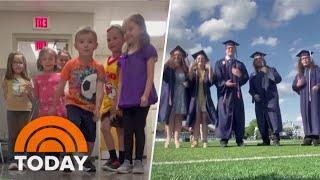 Kindergarteners ‘jump’ into high school graduation in sweet video