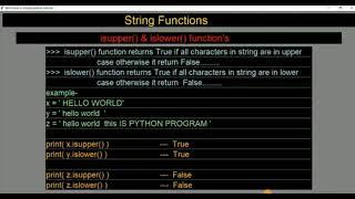 Python string function isupper() & islower()
