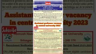 GOOD NEWS, #assistantprofessor vacancy in india #centraluniversity  Assistant Professor vacancy 2023