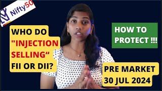 "WHO Do Concentrated Selling? FII or DII" Pre Market Report,  Nifty & Bank Nifty  30 Jul 2024, Range