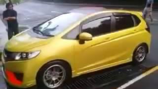 Custom Modified Honda Fit Jazz 3rd Gen GK5  Yellow Colour Black Roof Top with Body Kit