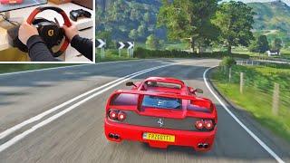 Forza Horizon 4 Driving 1995 Ferrari F50 (Thrustmaster 458 Spider Steering Wheel) Gameplay