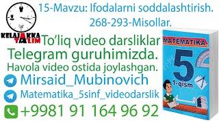 15-Mavzu: Ifodalarni soddalashtirish. 268-293-Misollar.