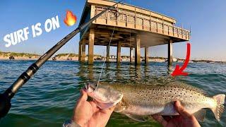 Surf Fishing Bob Hall Pier! Reds & Trout Every Cast!