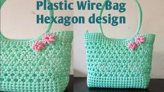 Plastic Wire koodai/Bag, Hexagon Design, Weaving Basket Bag ️,