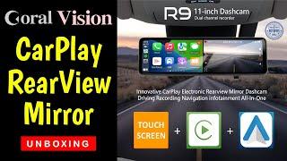 CarPlay RearView Mirror    Coral Vision R9    UNBOXING REVIEW