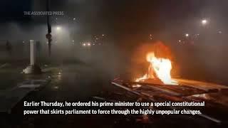 Clashes, fire at Paris protest over pensions reforms