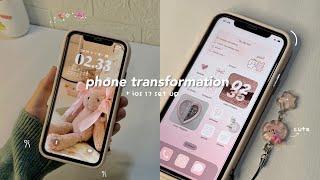 aesthetic phone transformation || aesthetic ios 17 set-up, phone accessories, cute widgets