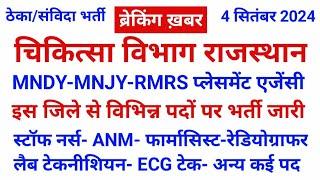 राजस्थान- MNDY-MNJY-जनता क्लिनिक- ठेका एजेंसी भर्ती जारी इस जिले से- नर्सिंग स्टॉफ व पैरामेडीकल पद