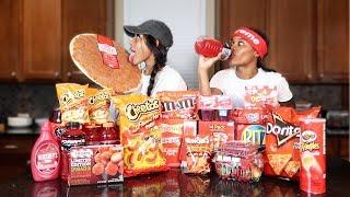 We Only Ate RED FOODS For 24 HOURS!! (IMPOSSIBLE FOOD CHALLENGE)