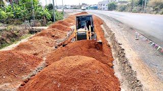 Amazing Road Transformation! Bulldozer SHANTUI SD22 Spreading Soils & Motor Grader Clearing Base!