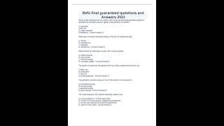 Befo final guaranteed questions and Answers 2023