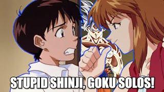 "Idiot Shinji, Goku Solos Fiction!"