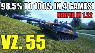 98.5% to 100% MOE in 4 Games in ROW! - Vz. 55 in World of Tanks!