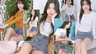 Choco models' denim miniskirt and denim skirt girlfriend look lookbook