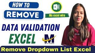 delete a drop-down list | Remove data validation in excel | Remove a drop-down list @msexcelwire