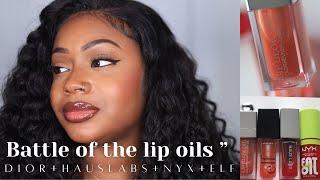 BATTLE OF THE LIP OILS| *Dior, Haus Labs, NYX + Elf*| comparison & review