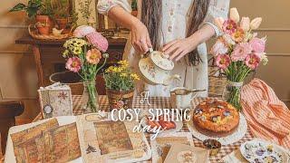 A Cosy Spring Day for Self-love  ASMR | Tea, flowers, books, movies, baking, stationery, scrapbook