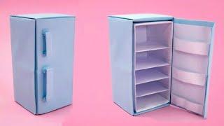 How to make Mini Refrigerator with Paper | DIY Miniature fridge | dollhouse kitchen