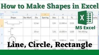 How to Insert Shapes in Excel | Bar Bending Schedule Excel Basics