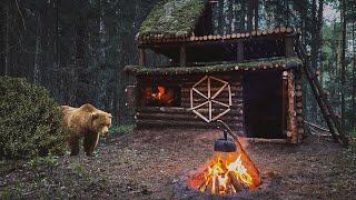 HOW TO QUICKLY BUILD A HUT IN THE FOREST.PRIMITIVE BREAD ON COALS.PREDATORS IN THE FOREST. FULL FILM