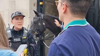 Armed Police Confronted Tourist that Opened Marmite next to the King's Horse at Horse Guards