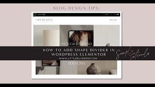 How to Add Shape Divider in Elementor Wordpress Page Builder