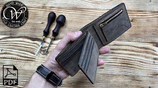 Making a Bi-fold wallet from Pull-Up leather Tobacco by #wildleathercraft. Free pattern PDF.