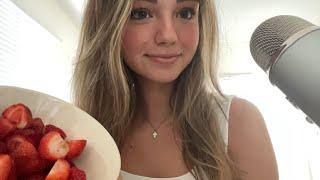 asmr | eating strawberries with inaudible!