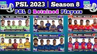 PSL 2023 - PSL 8 All Retained Players List | PSL 2023 All Team Squad | PSL 2023 Draft |