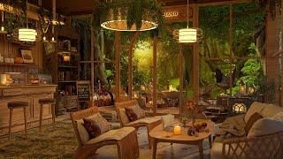 Warm March Jazz Music & 4K Cozy Coffee Shop Ambience  Background Music for Relaxing and Working