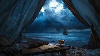 Victorian-Style Seaside Tent in a Thunderstorm | Coastal Storm Ambience