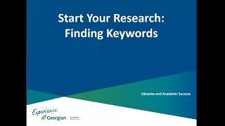 Start your research: finding keywords