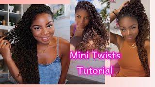 Natural mini Twists Hair Tutorial with water wave curly hair from AMAZON! Senegalese, Spring Twists