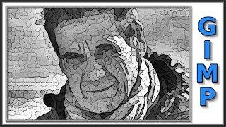 Gimp: Black and White Portrait in Cartoon Like Comic Book Style