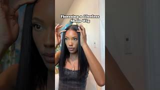  Finessing this glueless wig from Shein #shein #sheinwigs #wiginstall #gluelesswig