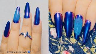 How to || Chrome Nails With Aura Nail Art || Chrome Nails ||