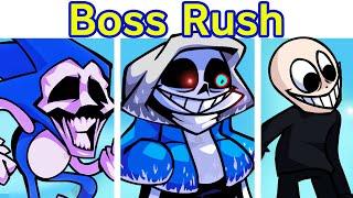 Friday Night Funkin' VS Boss Rush FULL WEEK 1 (Majin Sonic, Eteled, Dust Sans) (FNF Mod/Hard)