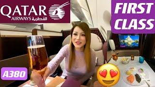 Qatar Airways First Class A380 Bangkokto Doha| Better than QSuite! | First Class MUKBANG!!
